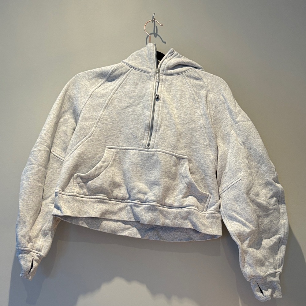 lululemon athletica Light Gray Cropped Half-Zip Hoodie